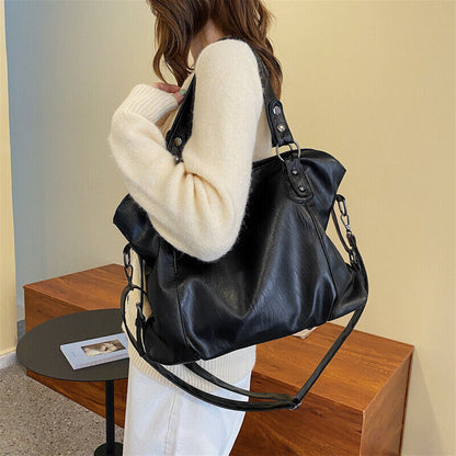 Black Shoulder Bags Women Shopper Bag Leather Crossbody Handbag Lady Tote Bag
