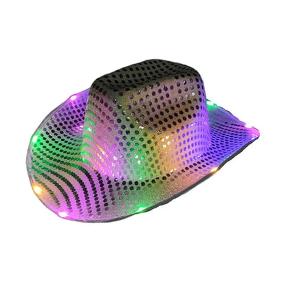 Cowboy Hat Light Up Flashing Glow Party Favor for Halloween Xmas New Year