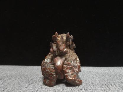 Excellent Chinese Boxwood Carved Dragon Turtle Statue Collection Sculpture Art