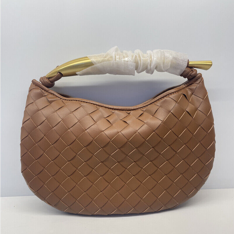 Woven Microfiber Leather Top Metal Handle Clutch Handbag Purse Tote Fashion Bag