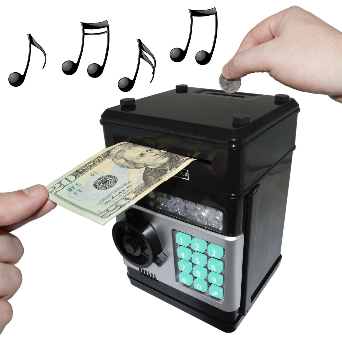 Cash Vault for Kids - Password Protect Your Bills and Coins - Musical Bank Safe