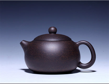 Authentic Yixing Zisha Teapot Marked Ball Shaped Infuser Holes Black Galaxy Clay