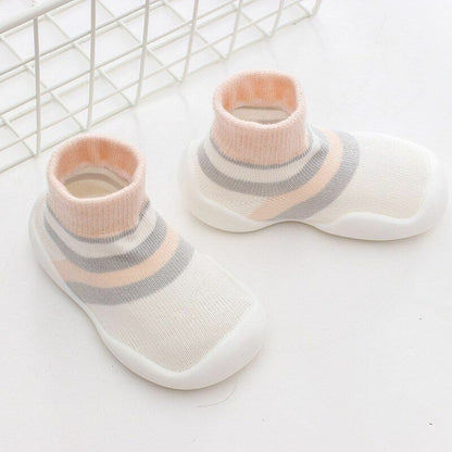 Unisex Baby Shoes First Walkers Toddler Girl Soft Rubber Knit Booties Anti-slip