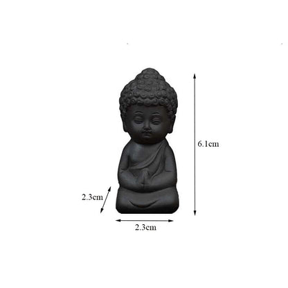 Four Mini Garden Accessories Buddha Statue Tea Pet Ceramic Figurine Sculpture