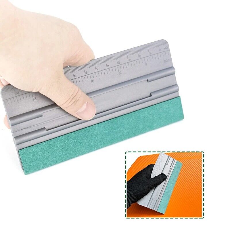 Squeegee With Ruler Plastic Car Vinyl Wrapping Suede Edge Felt Scrapers 15x7.4cm