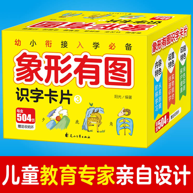 504pcs Chinese hanzi card Pictographic literacy pinyin book for kids 象形有图识字卡3