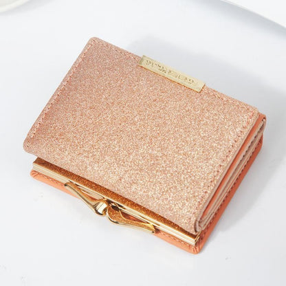 Shiny Wallet Three Fold Wallet Coin Pocket Purse Simple Clutch Bags Polyester