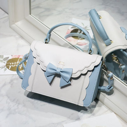 Cute Bow Shoulder Bag Handbag Synthetic Leather Crossbody Clutch Polyester Lace