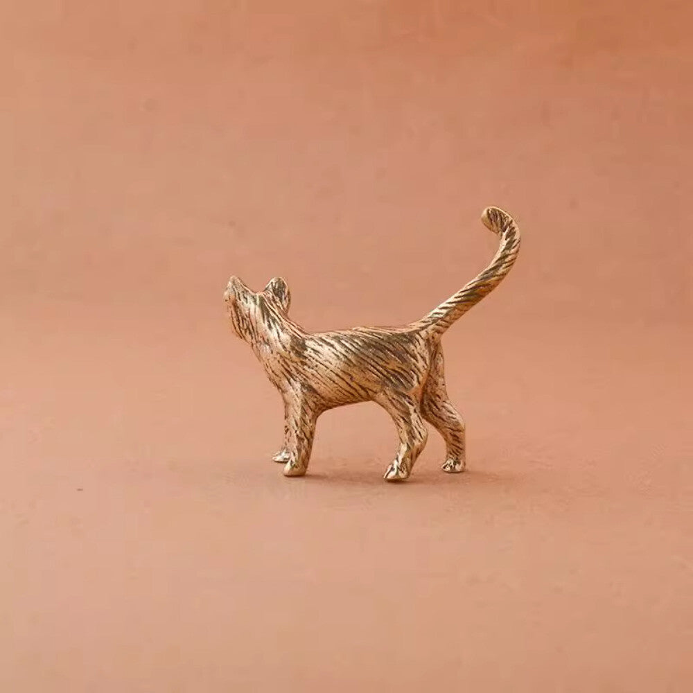 Solid Brass Kitten Cute Copper Cat Retro Copper Cat Tea Pet Animal Ornament