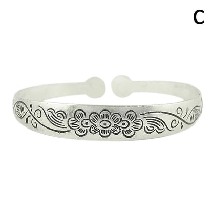 1-Pack Vintage Elephant Flower Collection Bracelets Charming Elegant Round -