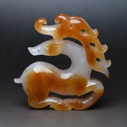 Collection Chinese Natural Hetian Jade Carved Exquisite Deer Statue Figurine Art