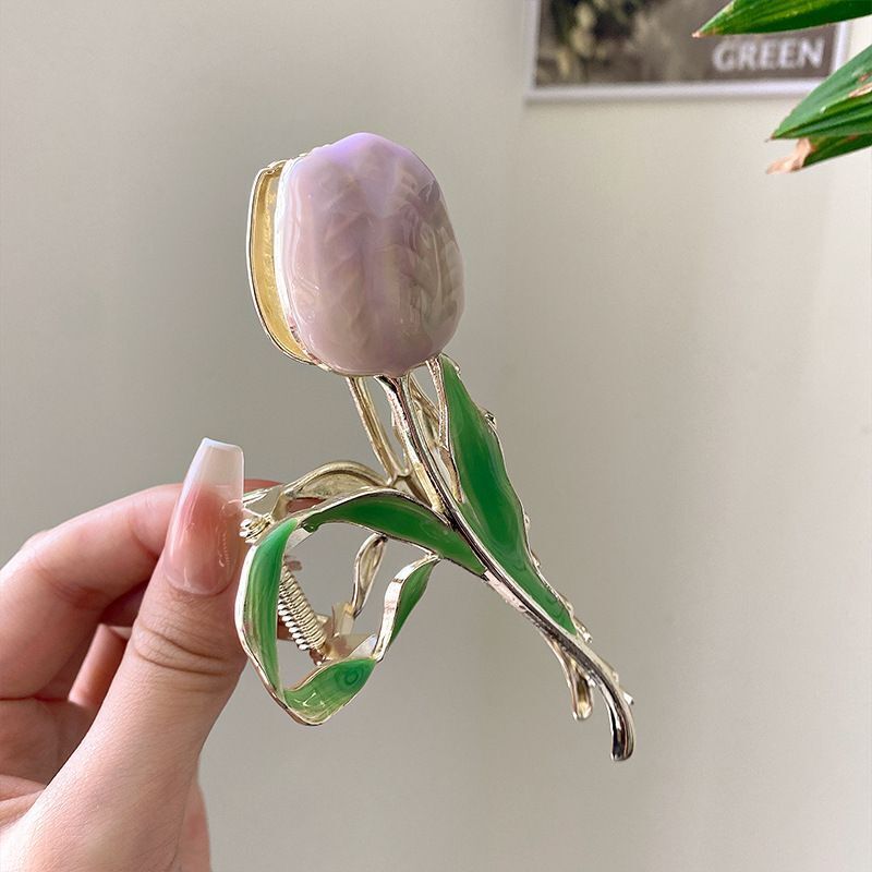 Women Hairpin Alloy Fashion Small Fresh Tulip Flower Back Hair Clips Accessories