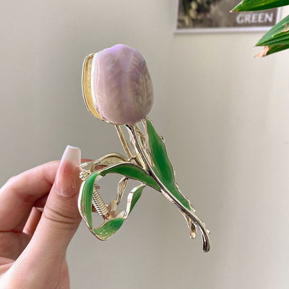 Women Hairpin Alloy Fashion Small Fresh Tulip Flower Back Hair Clips Accessories