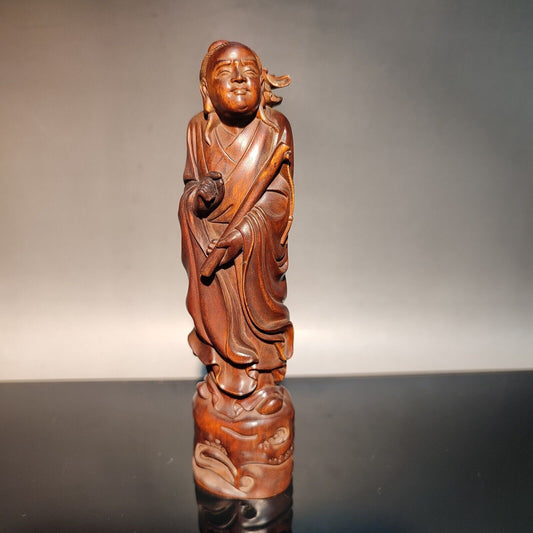 vintage wooden wood sculpture decorative statue flute patron deity musician gift