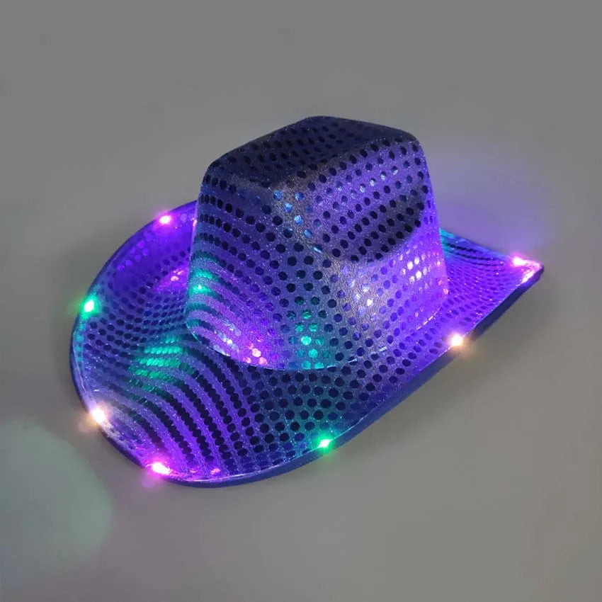 Cowboy Hat Light Up Flashing Glow Party Favor for Halloween Xmas New Year