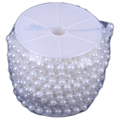 20 Yards Stringed Faux Pearls Large 10mm Shiny White Beads Garland 60 Foot Spool