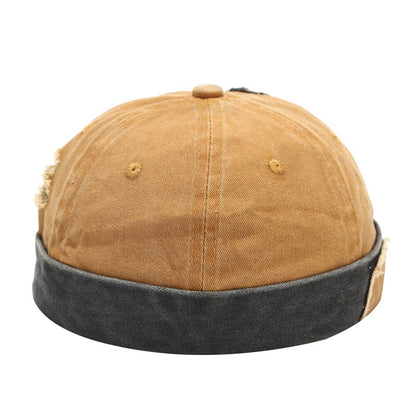 Mens Womens Retro Brimless Beanie Hat Sailor Docker Denim Skull Cap Adjustable