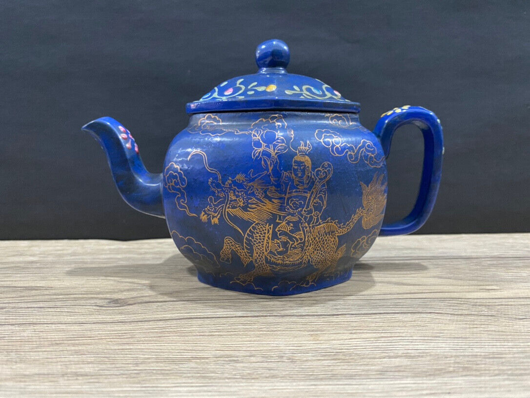 Chinese Yixing Zisha Clay Handmade Exquisite Teapot（六方全彩 底款：玉成窖）