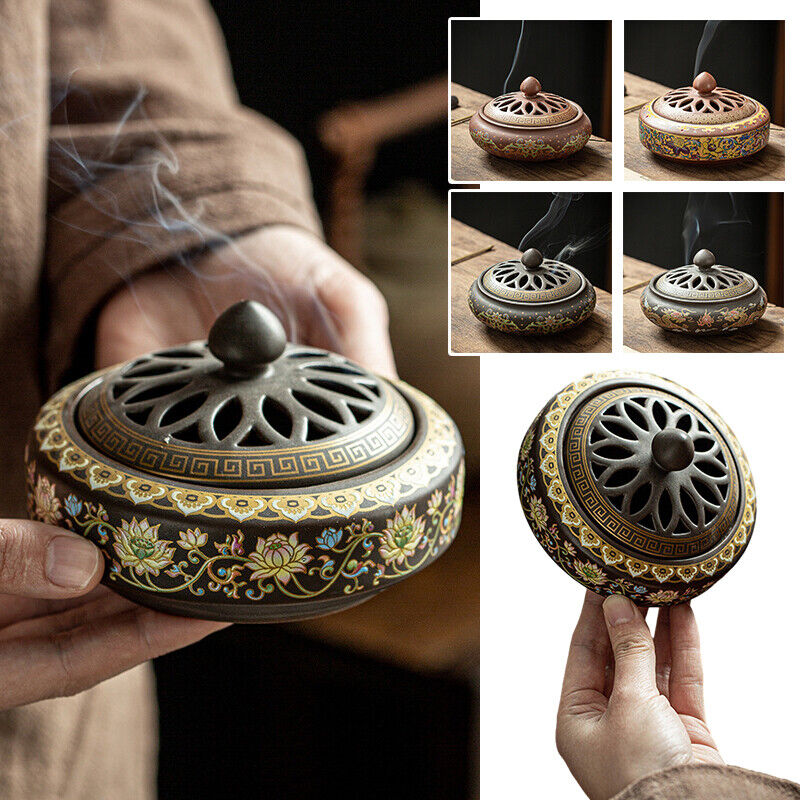 Chinese Incense Burner Ceramic Incense Bowl Indoor Buddhist Home Decor Tearoom