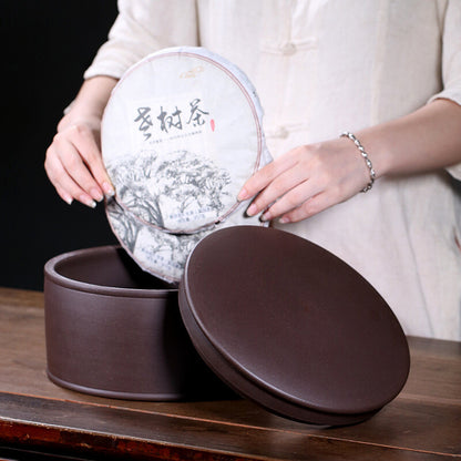 True Yixing Zisha Purple Clay Tea Canister With Lid Sealed Jar For Puer Tea Cake