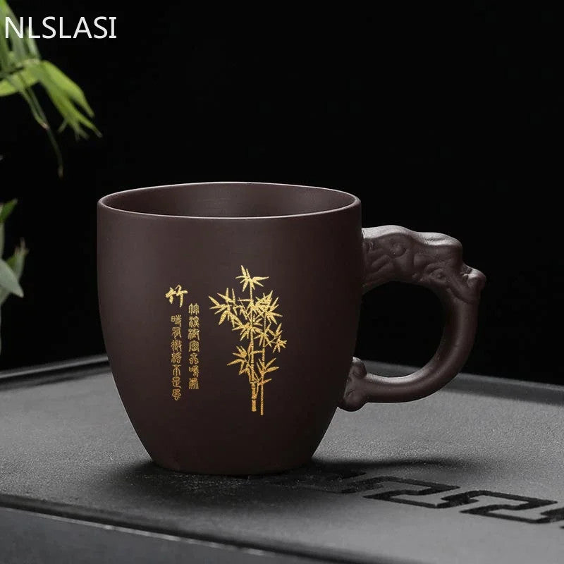 Yixing Purple Clay Teacup with Hand Grip Home Water Cup Handmade Master Tea Cup
