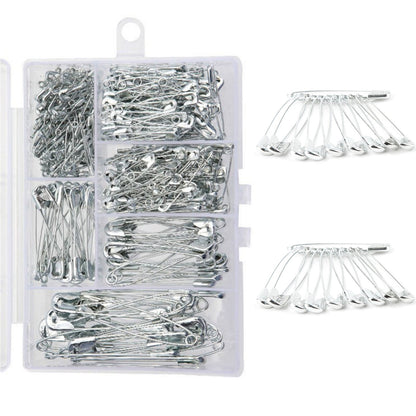Lots Steel Safety Pins Assorted 6 Size Heavy Duty Nickel Plated Clothes Pins