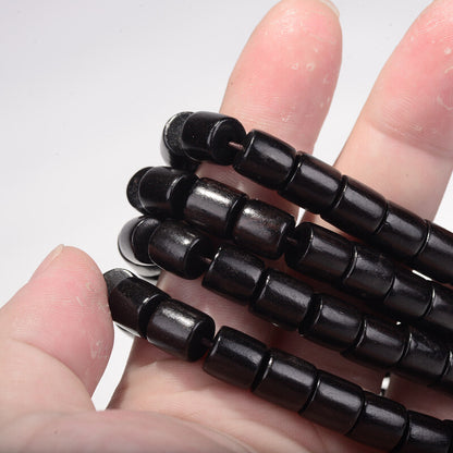 Natural 108 Bead EBONY Barrel Beaded Buddha Multilayer Bracelet Black Charm
