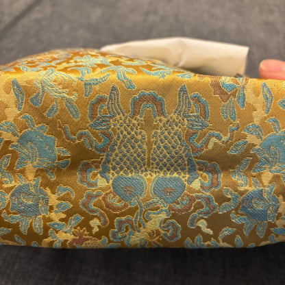 Golden Bamboo Brocade Tissue Box Cover Fish Pattern Tea Room Decor
