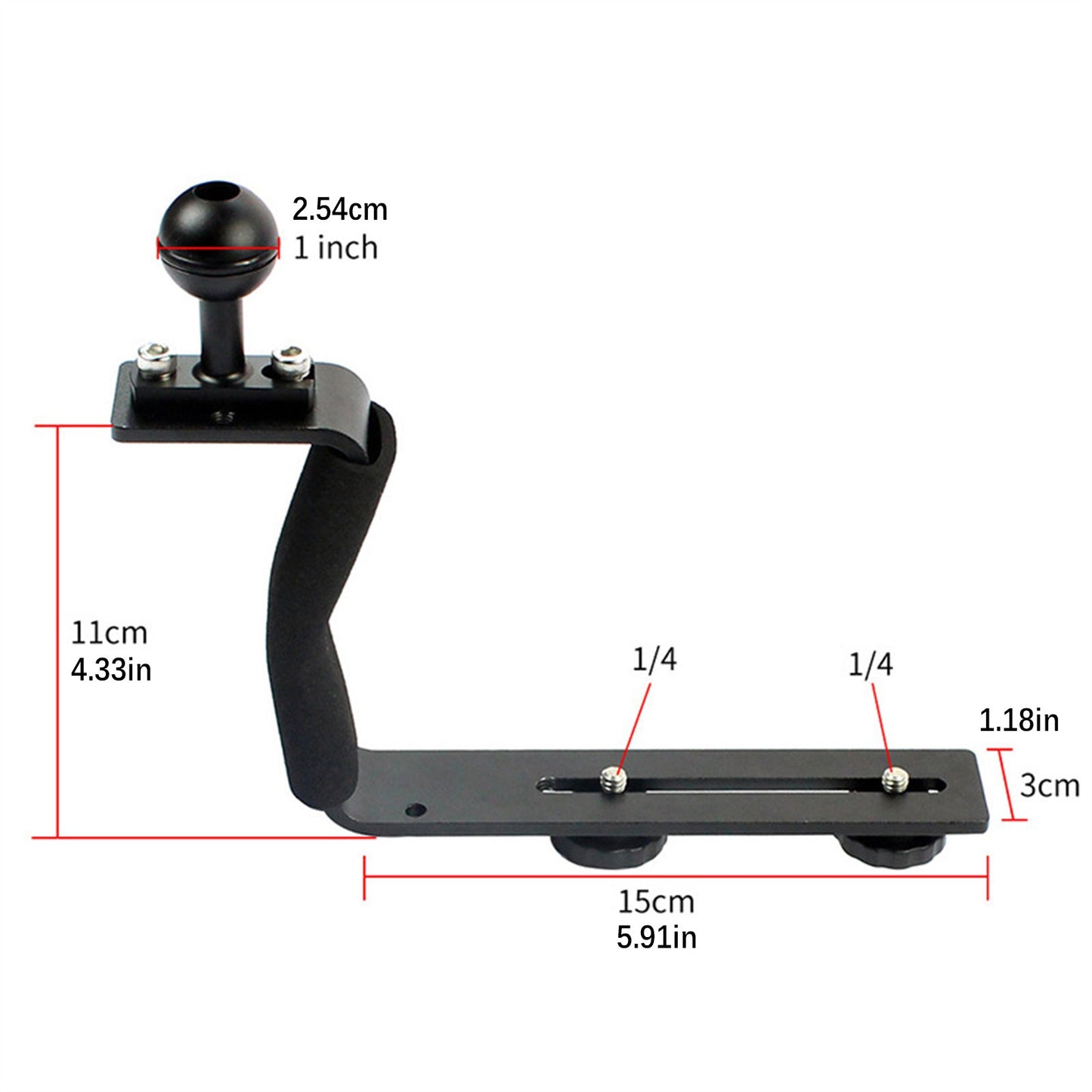 Aluminum Alloy Z-Type Single Handle Ball Extension Diving Bracket For SLR Camera