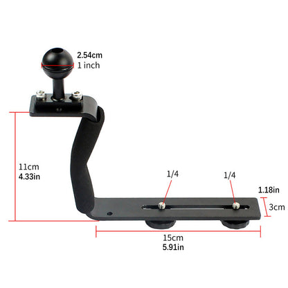 Aluminum Alloy Z-Type Single Handle Ball Extension Diving Bracket For SLR Camera