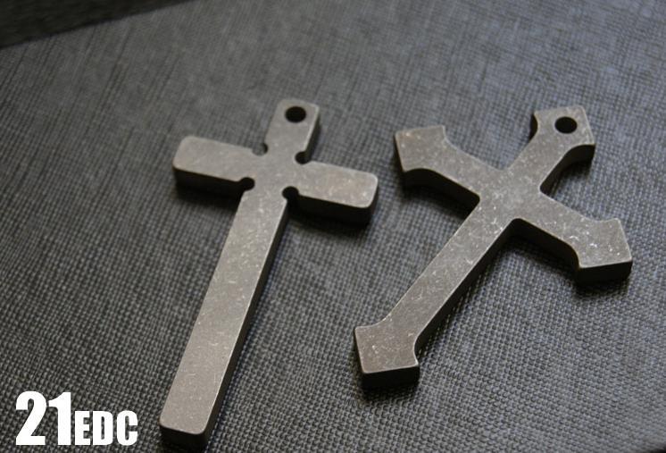 Titanium Alloy Stone Wash Thickened Cross Necklace Pendant Keyhain DIY pendant