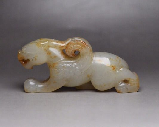 Chinese Natural Hetian Jade Hand Carved Exquisite Beast Statue Figurine Art Rare