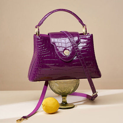 Luxury Women's Real Leather Dinner Party Handbag Crocodile Embossed Shoulder Bag