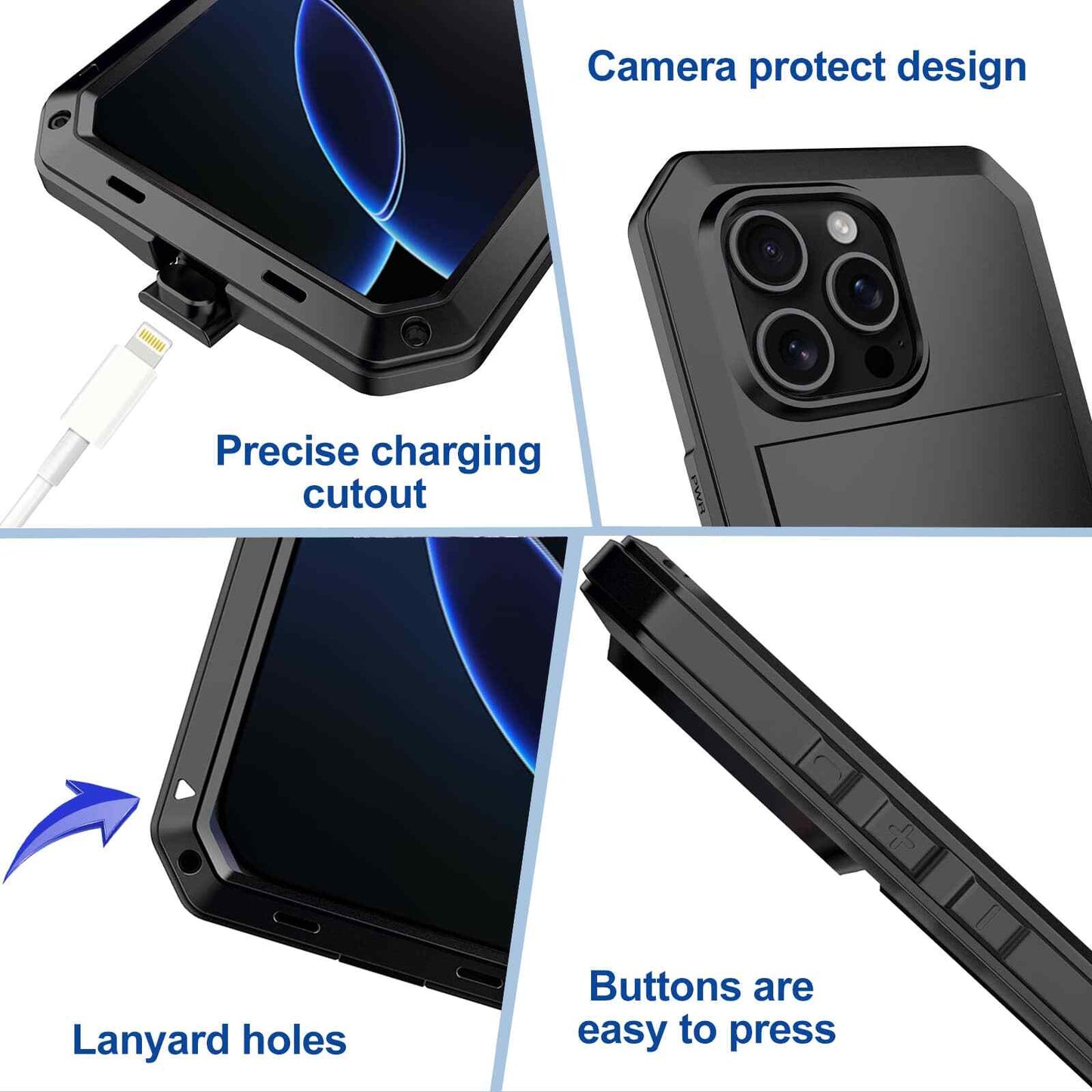 Heavy Duty Protection Armor Metal Case for iPhone 17e 17 16 Pro Max iPhone Air