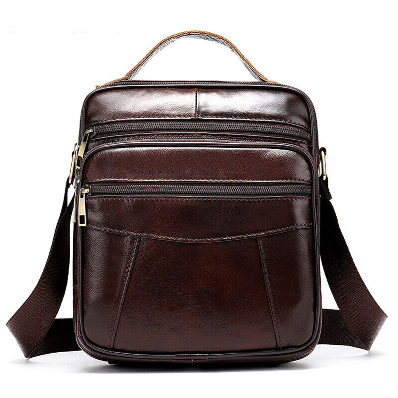 100% Genuine Leather Men's Sling Shoulder Messenger Bags 8" Handbags Crossbody