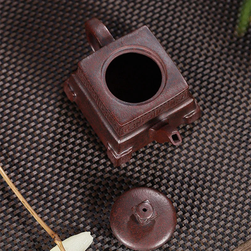 200cc Yixing teapot ancient copper clay square tripod teapot teapot tea set