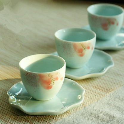 One Cup Saucer Porcelain Coaster For Tea Cup Celadon Chinese Cup Mat Handmade
