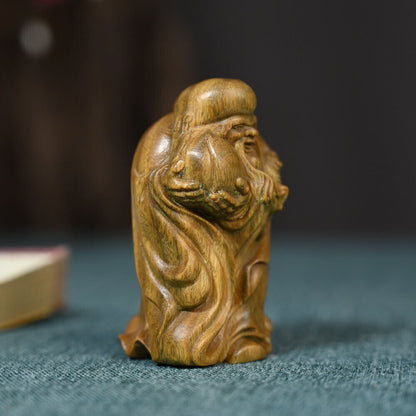 Green Sandalwood Carving Xianweng Shouxing Public Decoration Crafts