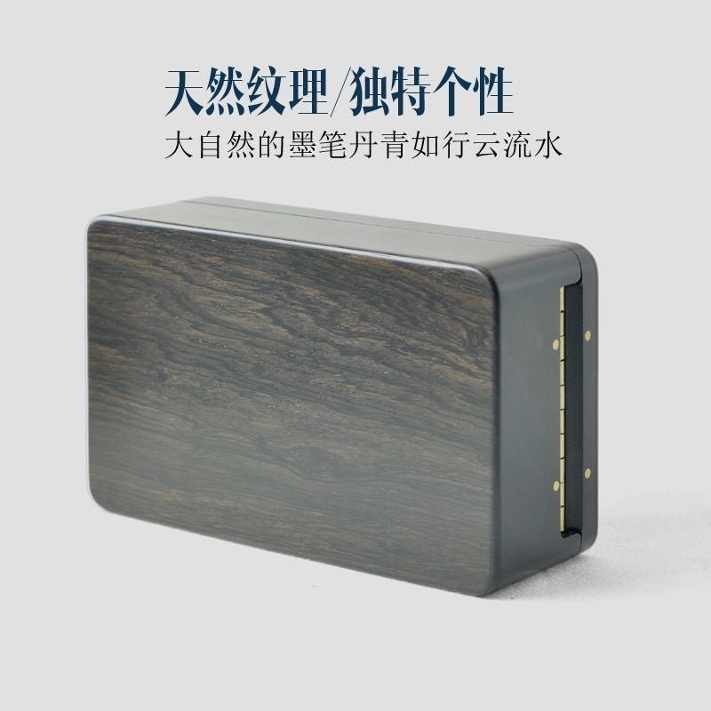Ebony Wood Cigarette Case 103x65mm Carved Flip Top 20pcs King Size Holder