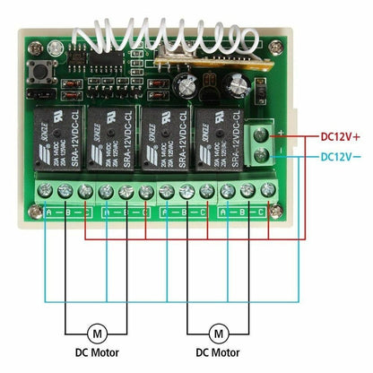 Wireless Remote Control RF Switch 433mhz DC 12V 4CH 4 Channel Relay Receiver 12p