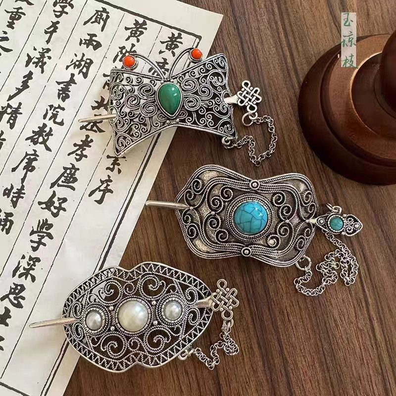 Vintage Ethnic Hair Crown Set - 3 Pack Hanfu Hairpin Accessory