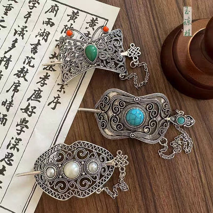 Vintage Ethnic Hair Crown Set - 3 Pack Hanfu Hairpin Accessory