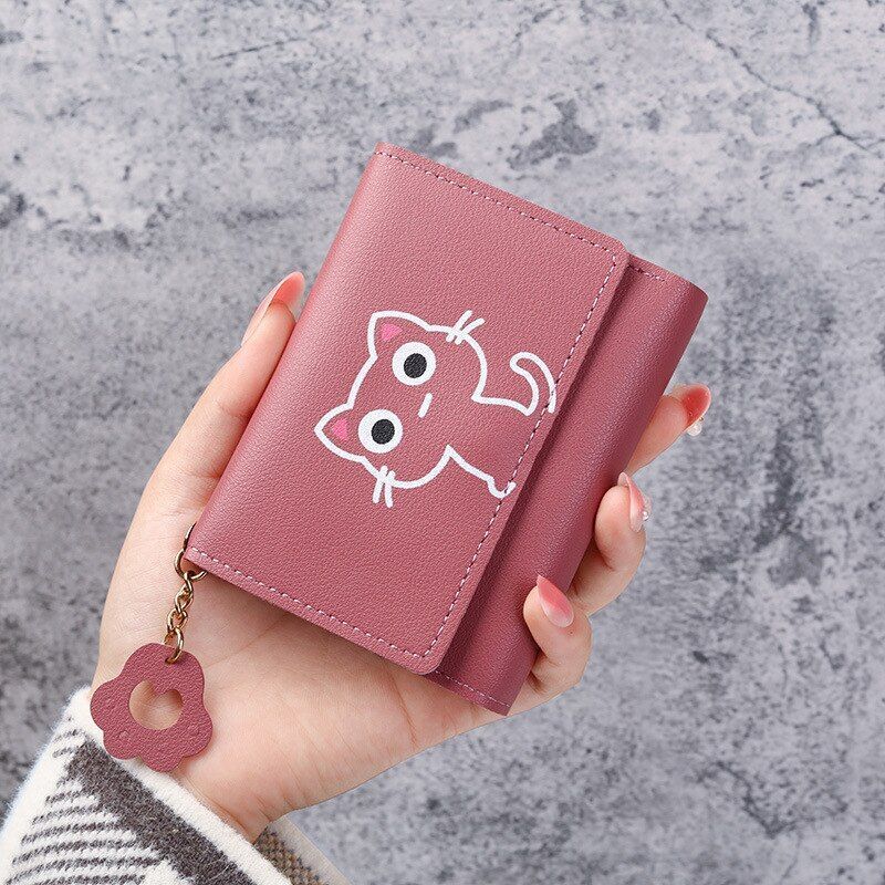 Wallet Cute Short Wallet Leather Small Purse Money Bag Card Holder 11.5x2x9 cm