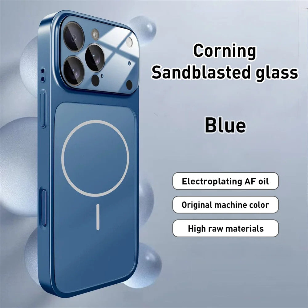 For iPhone 17 Pro Max/16/15 Matte Glass Phone Case Magnetic Hard Cover