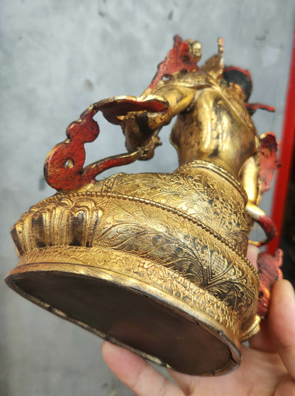 Genuine Handmade Old Tibetan 8" Bodhisattva Tara Avalokiteshvara Buddha Statue