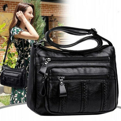 Soft Pu Leather Shoulder Bag Messenger Bag Small Size Purse Handbags Black Flap