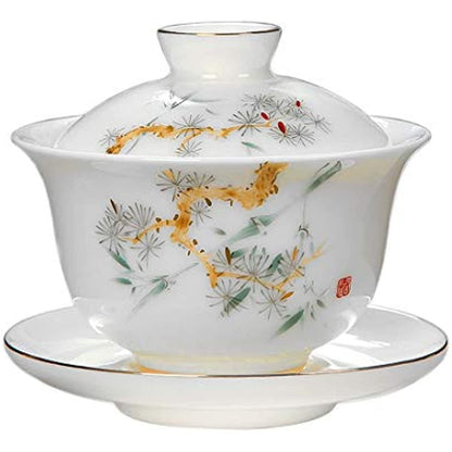 Chinese Traditional Teaware Jingdezhen Handmade Porcelain Tea Cup Gaiwan