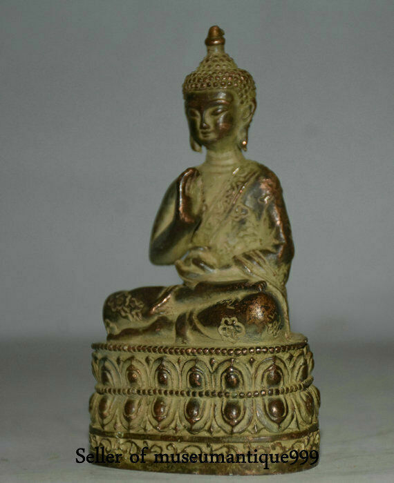 10CM Old Tibet Buddhism Bronze Base Blessing Shakyamuni Buddha Sculpture
