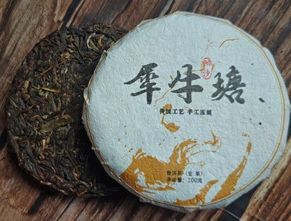 100G raw Pu'er tea cake Yunnan Xiniu Tanggu tree early spring leaf tea -