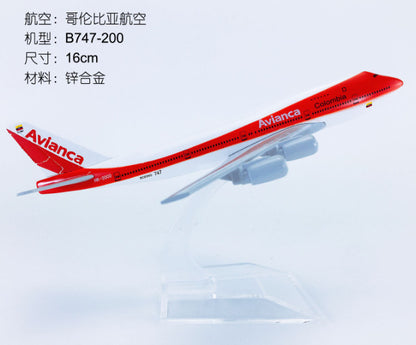 16cm Avianca BOEING 747-200 Passenger Airplane Plane Diecast Aircraft Model